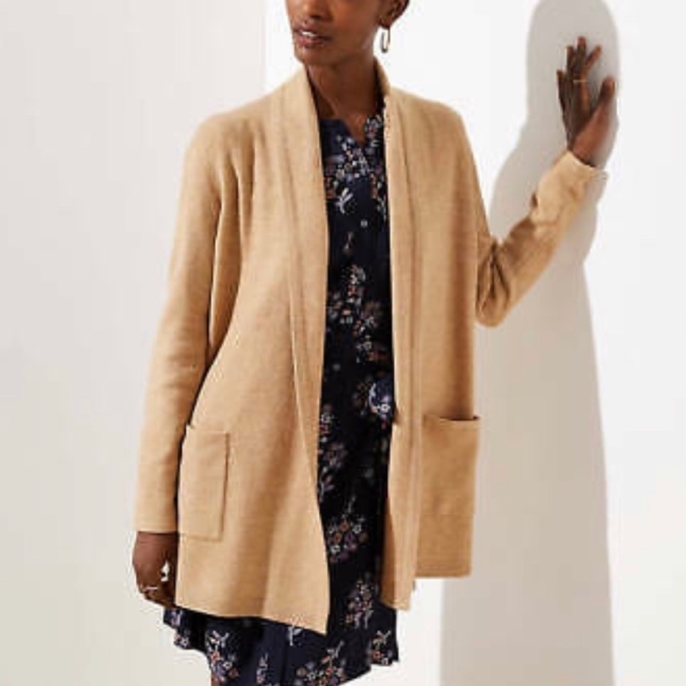 LOFT Beige Shawl Collar Cardigan